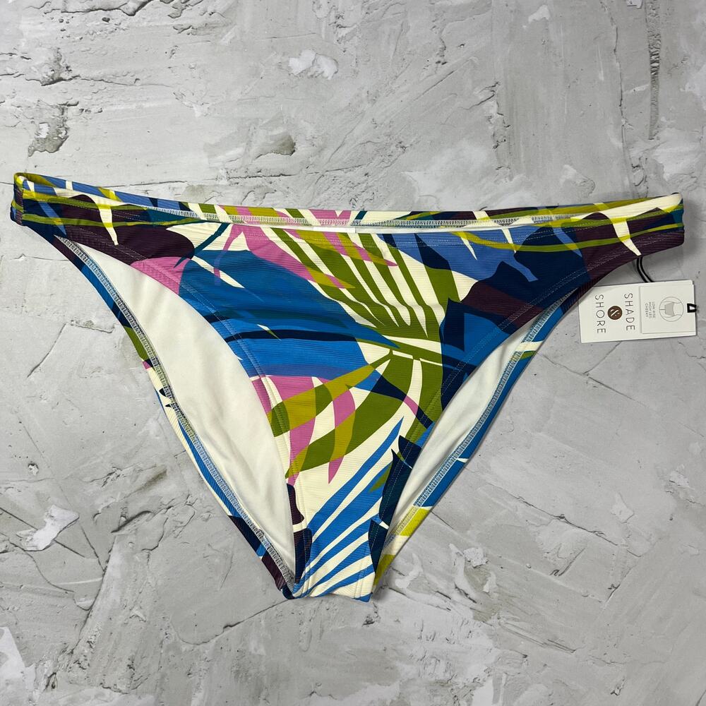 Shade & Shore Bikini Bottom SIZE XL Blue Leaf Print Low Rise Target